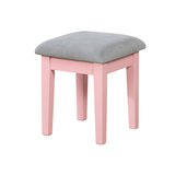 Brassex Cici 1-Drawer Dressing Table Makeup Vanity Set with Stool & Mirror, Pink Front_Angled_Left