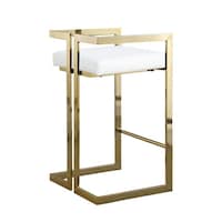 Take Me Home Harvey Stool with Gold Frame, White Back_Angled_Right