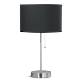 CANVAS Graydon Fabric Drum Shade Table Lamp, 17.25-in, Brushed Nickel Front_Flat
