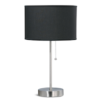 CANVAS Graydon Fabric Drum Shade Table Lamp, 17.25-in, Brushed Nickel