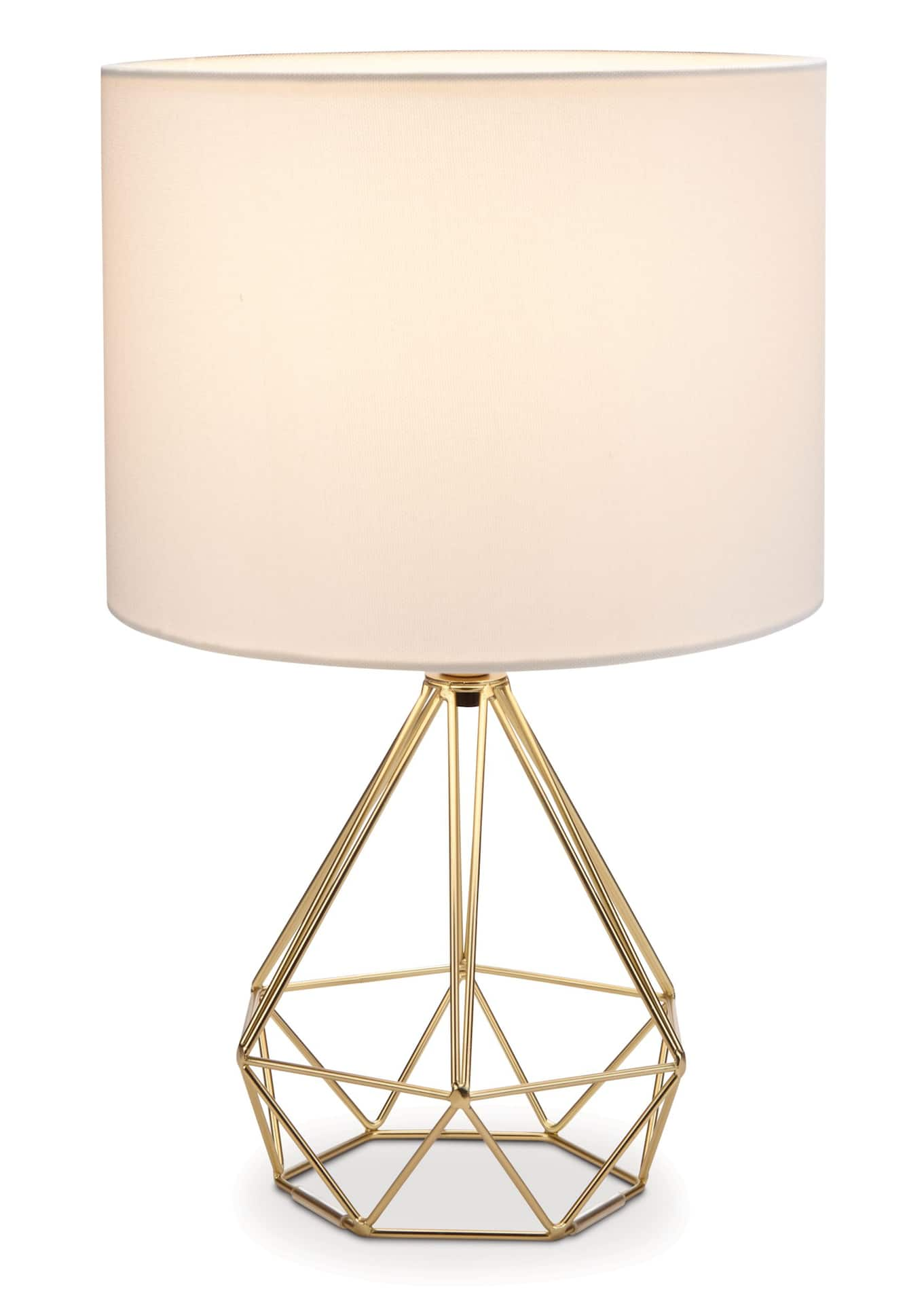 CANVAS Elita White Shade Geo Table Lamp, 16-in, Gold