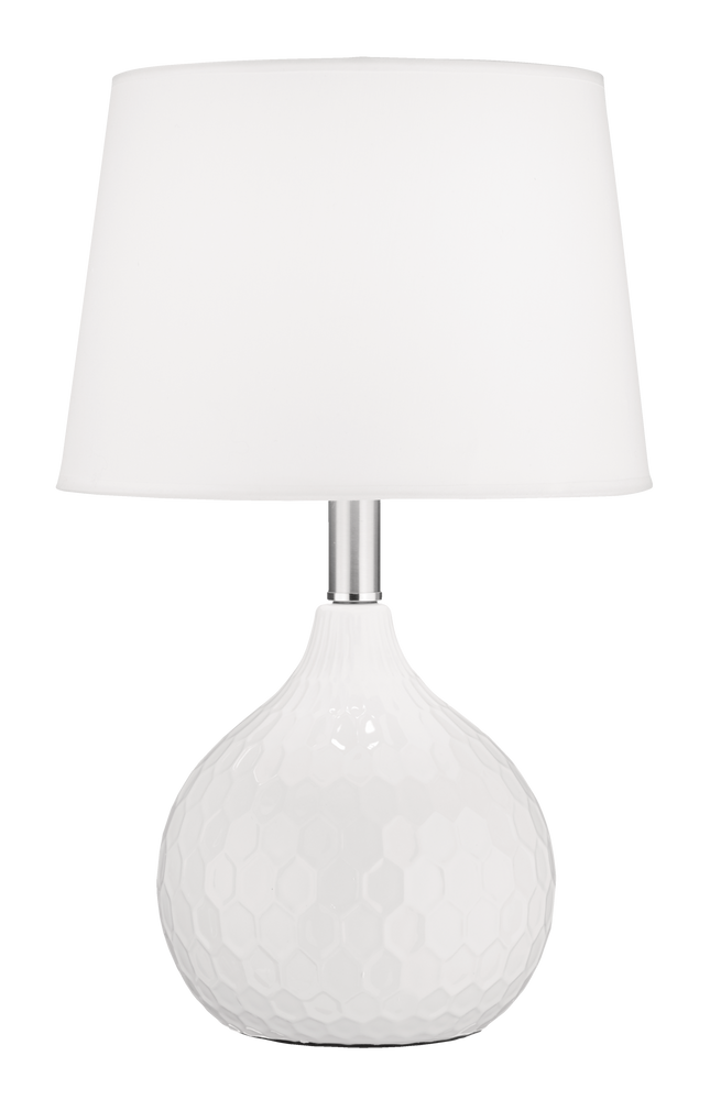 CANVAS Valentina Round Fabric Shade Ceramic Table Lamp, 17.5in, White