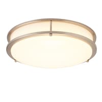 NOMA Double Ring Flush Mount Ceiling Light Fixture, Brushed Steel, 14-in Front_Elevated