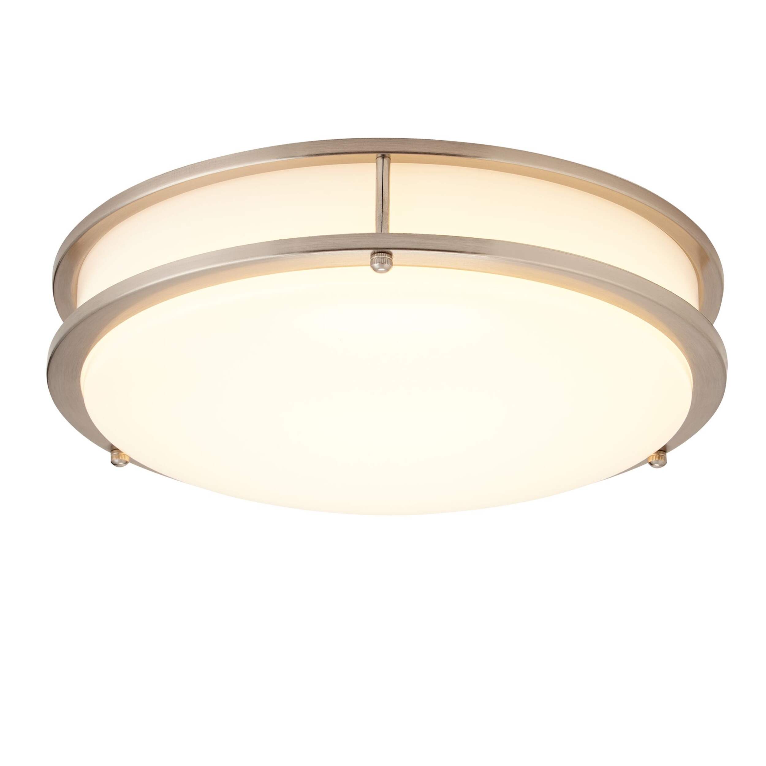 NOMA Double Ring Flush Mount Ceiling Light Fixture, Brushed Steel, 14-in Front_Elevated