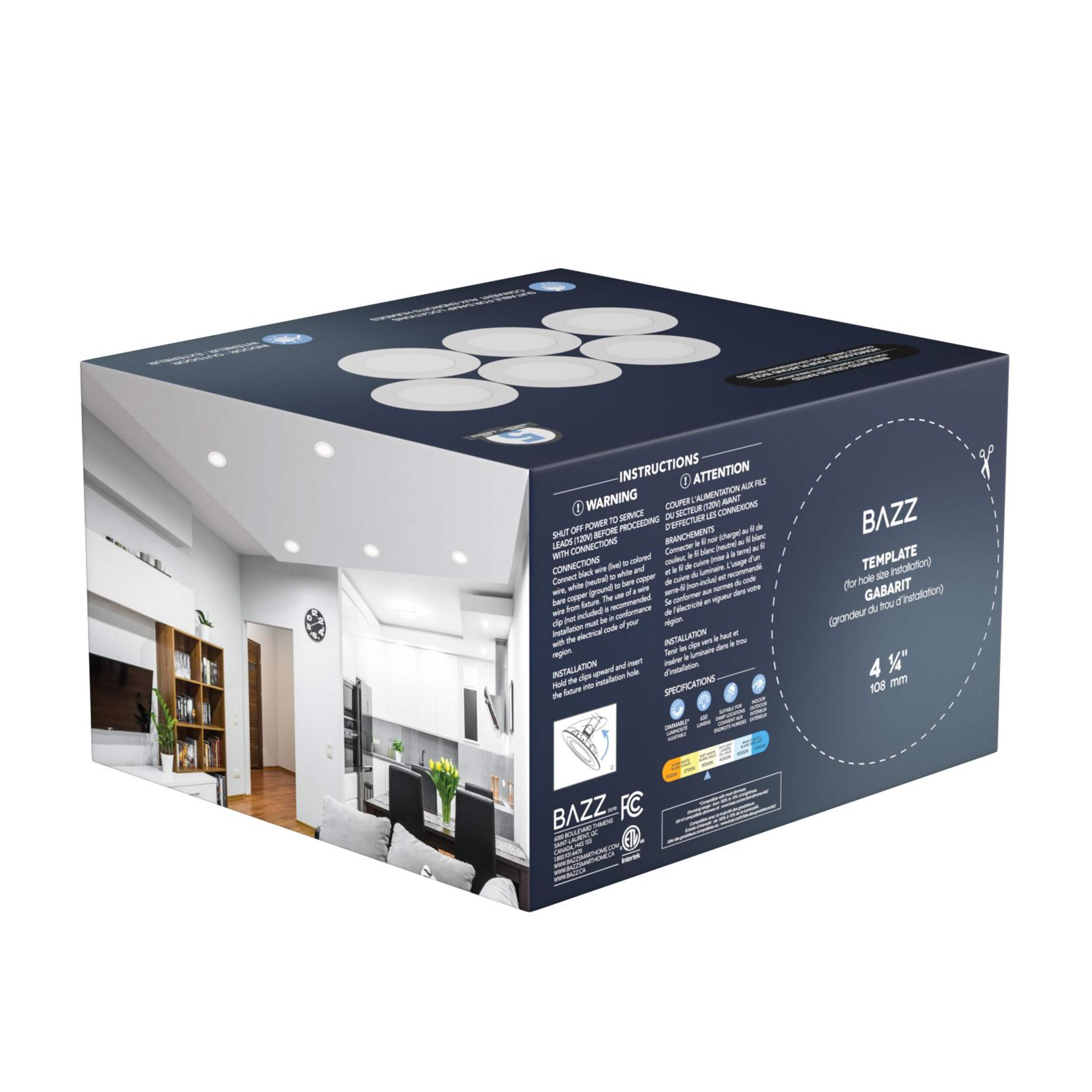 BAZZ Soft White Recessed Lights, 4in, 6pk Canadian Tire