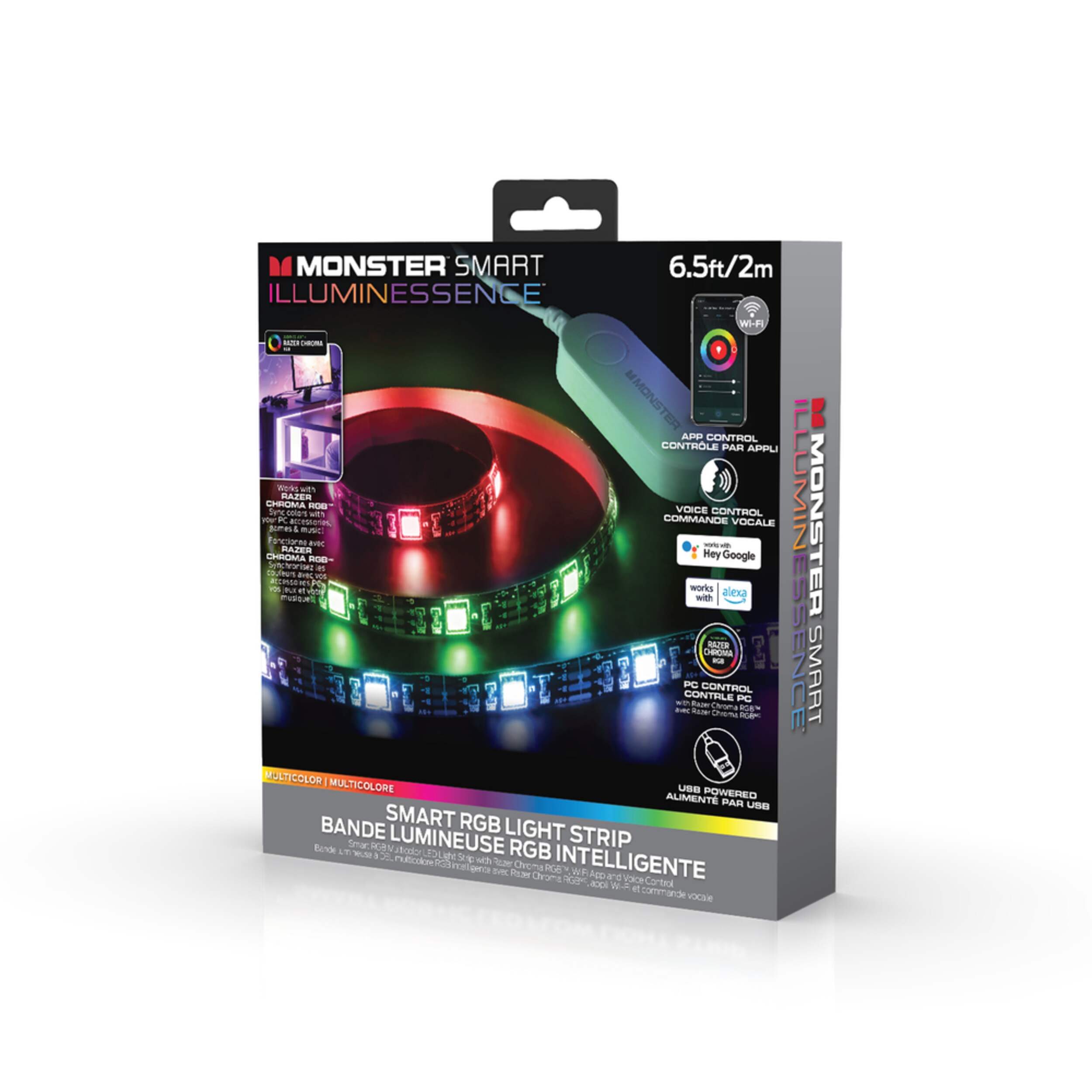 Monster Illuminessence Series Smart Multicolour LED Strip Light, 2-m Front_Three_Fourths_Angled_Left