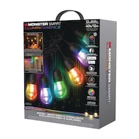Monster Illuminessence BISTRO+ Smart String Lights, Mult-Colour & Multi-Zone, 35-ft Front_Three_Fourths_Angled_Left