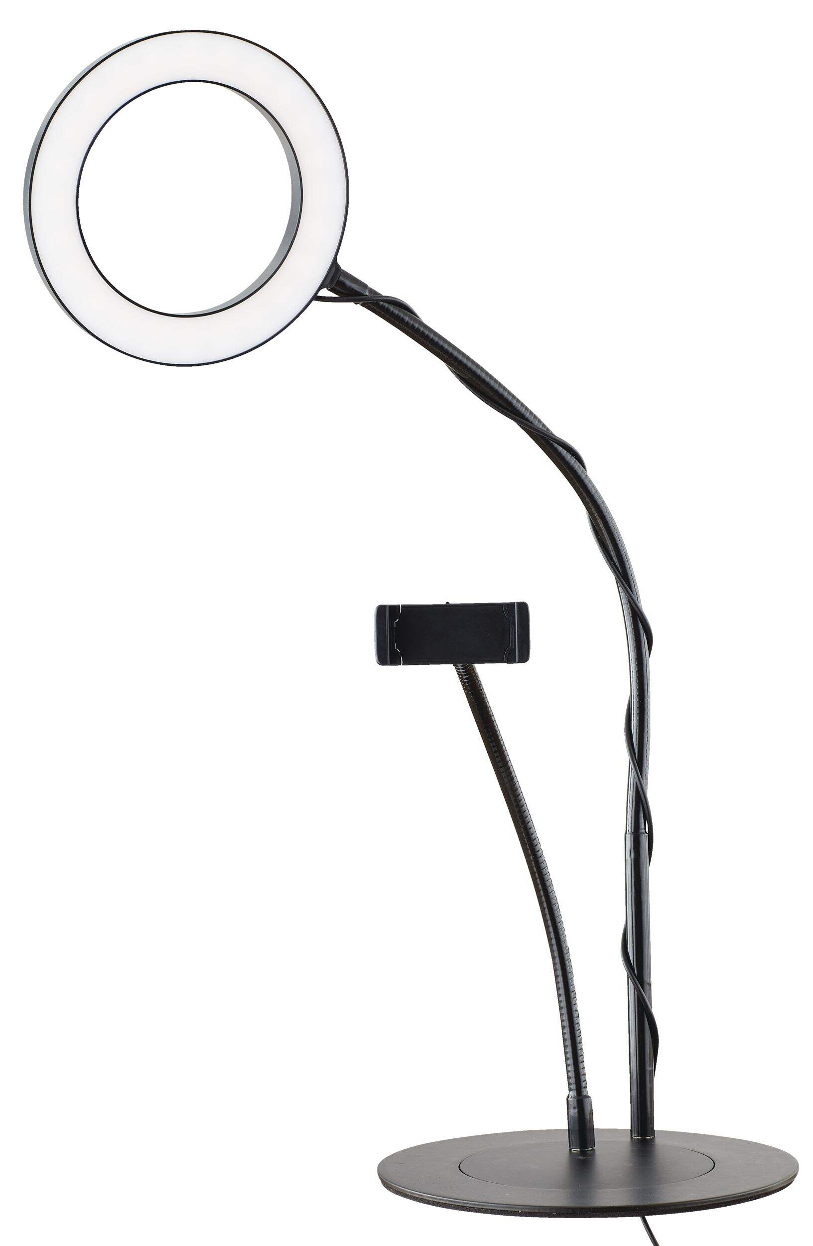 Mobifoto Mobilite 6-in LED Ring Light with Desk Tripod & Phone Holder Front_Flat