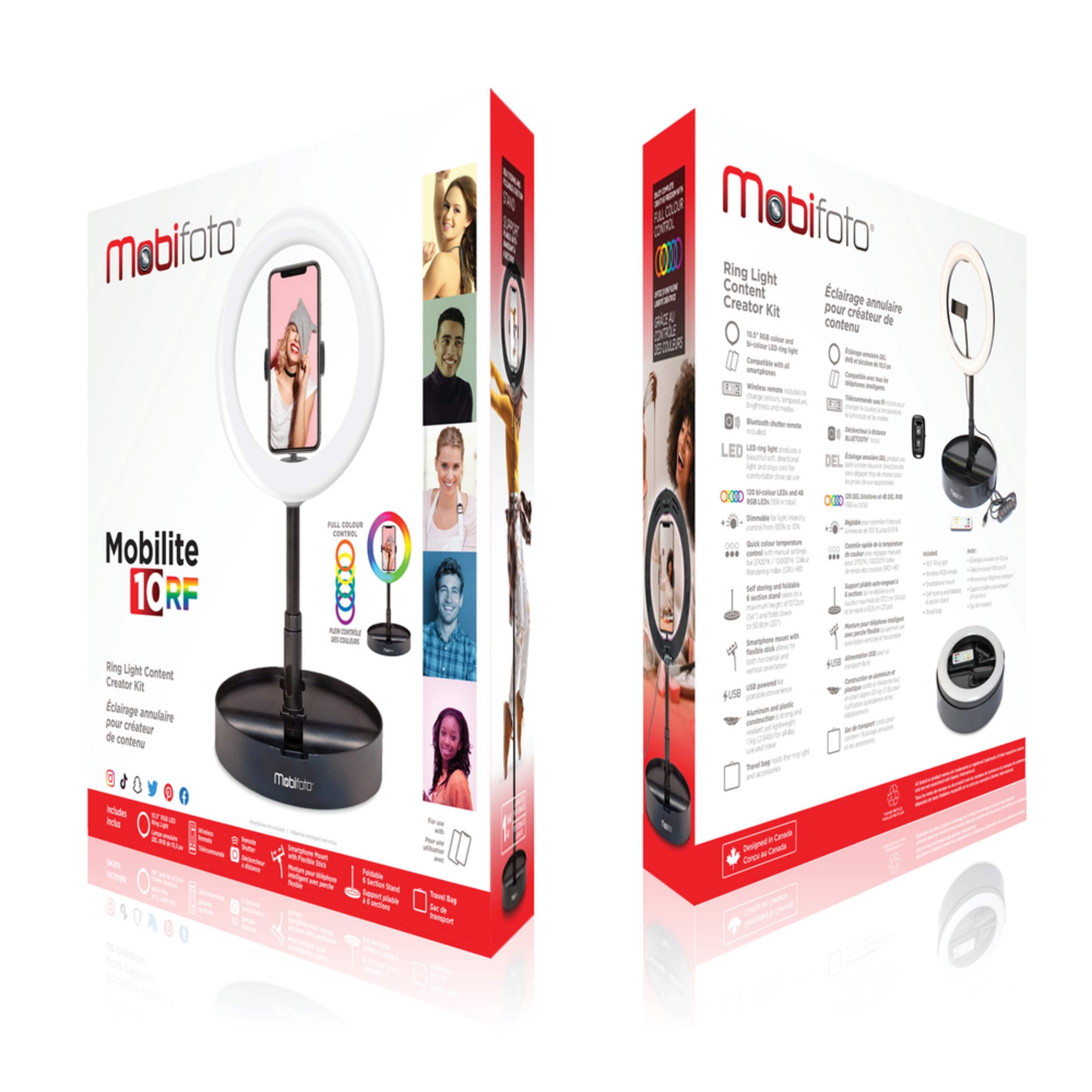 Mobifoto Mobilite 10in RGB LED Ring Light Vlogging Kit with Builtin