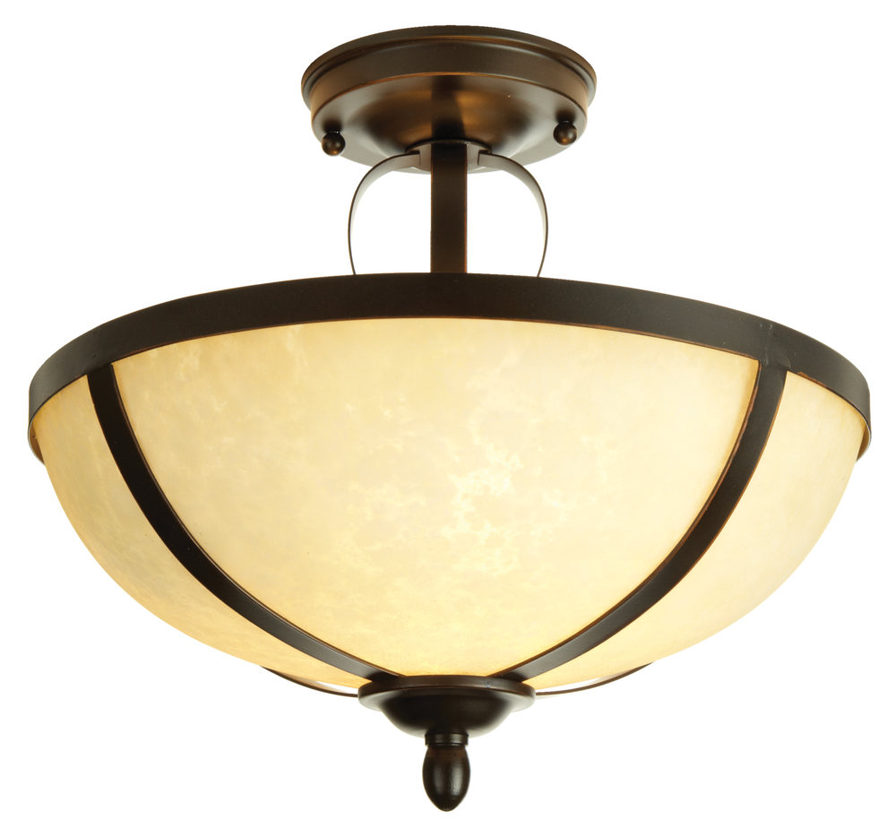 For Living 2-Light Tea Stone Glass Shade Semi-Flush Mount Ceiling Light ...