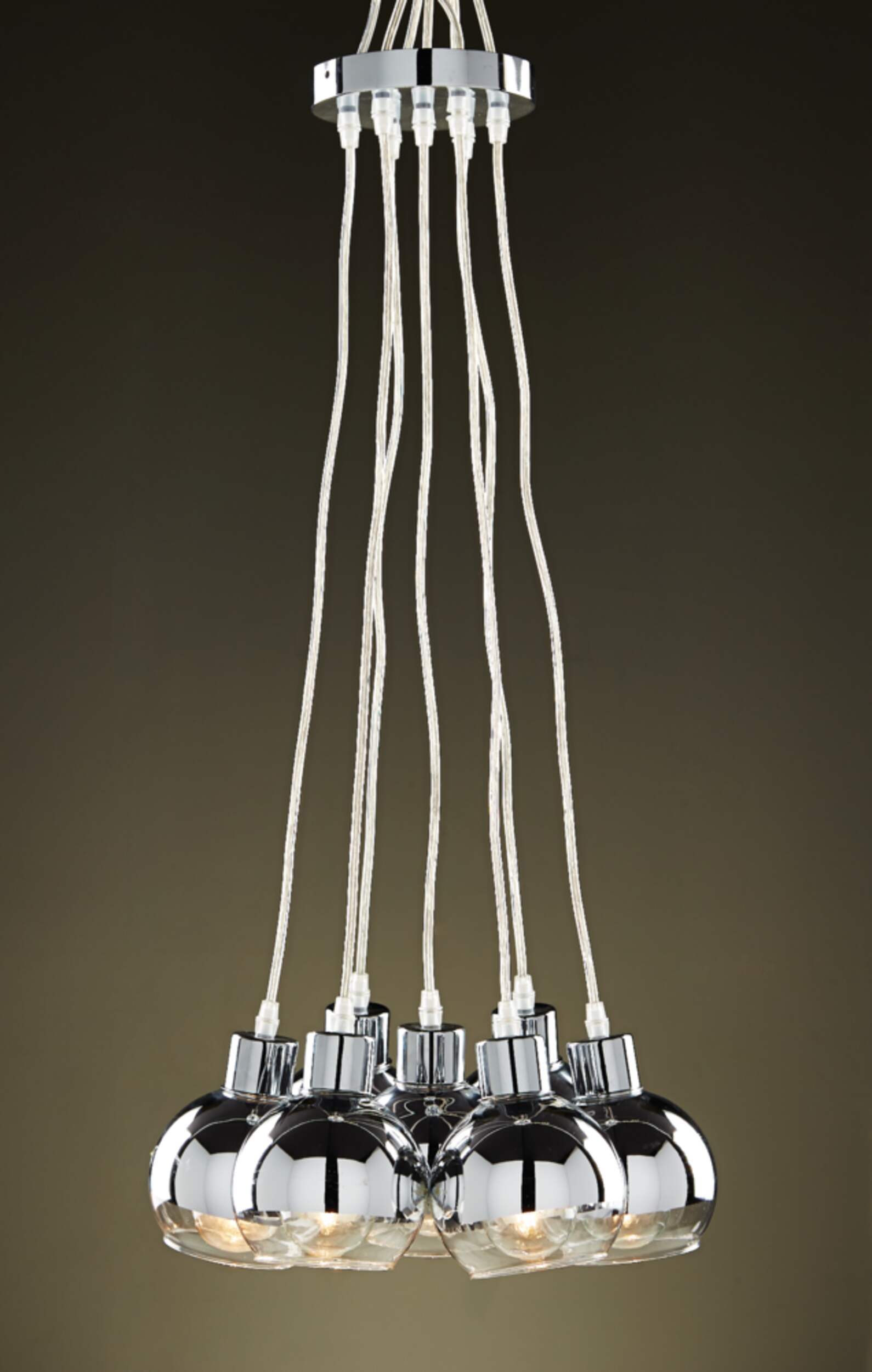 CANVAS Elise 7-Light Clear Glass Shade Ceiling Pendant Light Fixture, Chrome Front_Flat