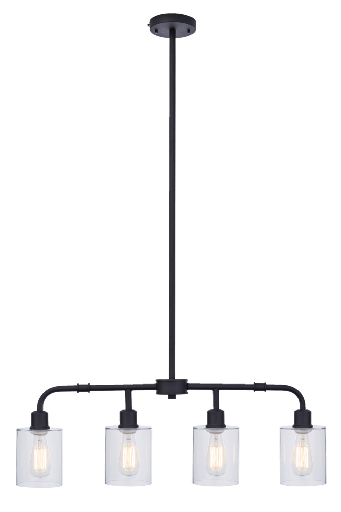 CANVAS Arwen 4Light Clear Glass Shade Ceiling Pendant Light Fixture, Matte Black Canadian Tire