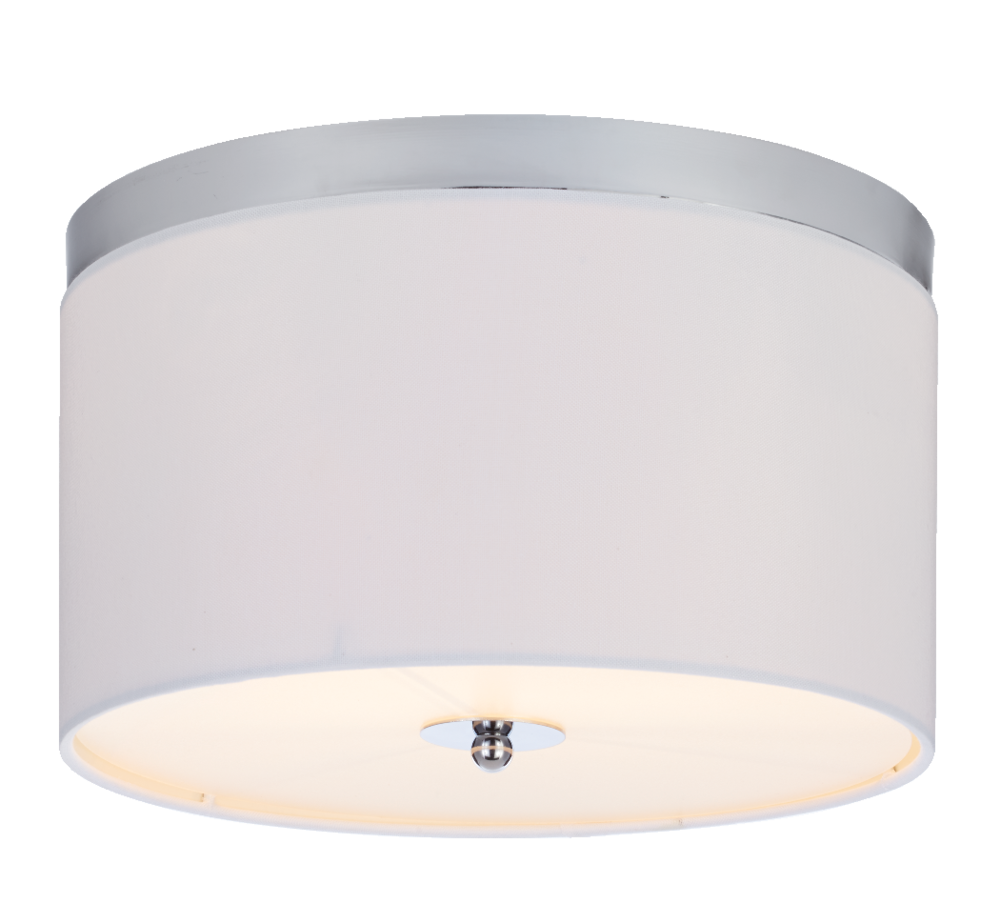 CANVAS Finley 2-Light White Linen Shade Flush Mount Ceiling Light Fixture,  Chrome, 12-in