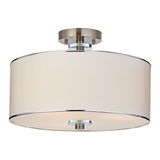 CANVAS Lyndon 3-Light Fabric Shade Semi-Flush Mount Ceiling Light Fixture, Brushed Nickel, 16-7/8-in Bottom_Plunge
