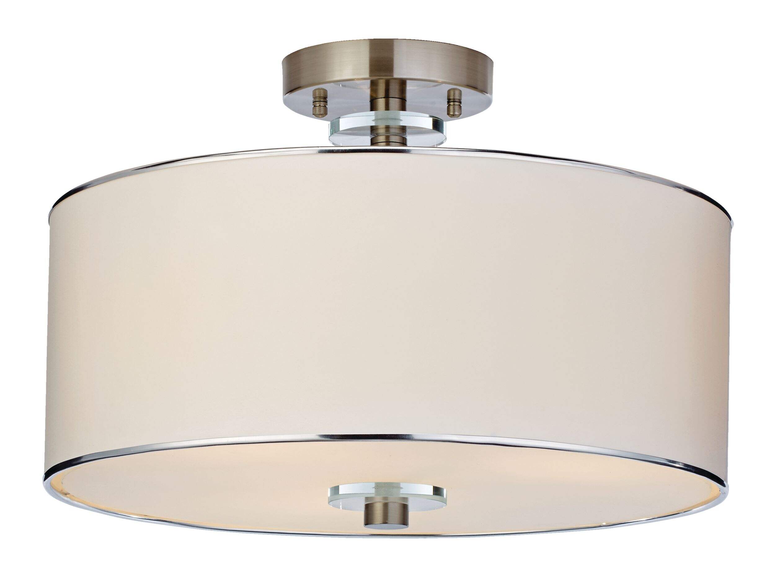CANVAS Lyndon 3-Light Fabric Shade Semi-Flush Mount Ceiling Light Fixture, Brushed Nickel, 16-7/8-in Bottom_Plunge