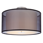 CANVAS Preston 2-Light White Linen Shade Semi-Flush Mount Ceiling Light  Fixture, Bronze, 15-7/8-in