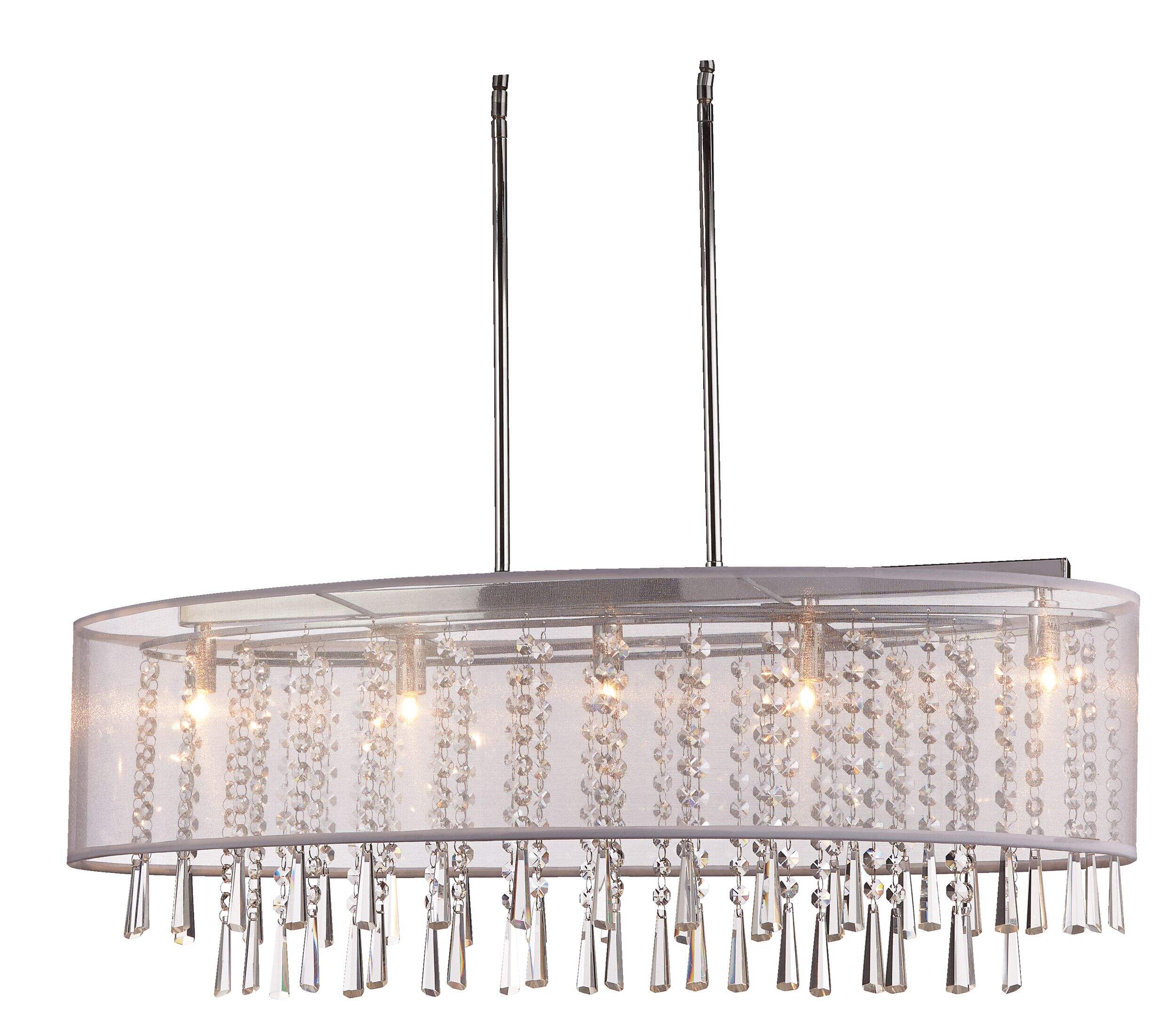 CANVAS Elanor 5-Light Satin Shade Crystal Chandelier, Chrome Bottom_Plunge