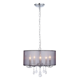 Lustre à 5 lampes abat-jour satiné CANVAS Echo, cristal Front_Flat