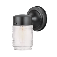 NOMA Jam Jar Clear Glass Outdoor Wall Light, Weather-Resistant, Black Front_Angled_Left