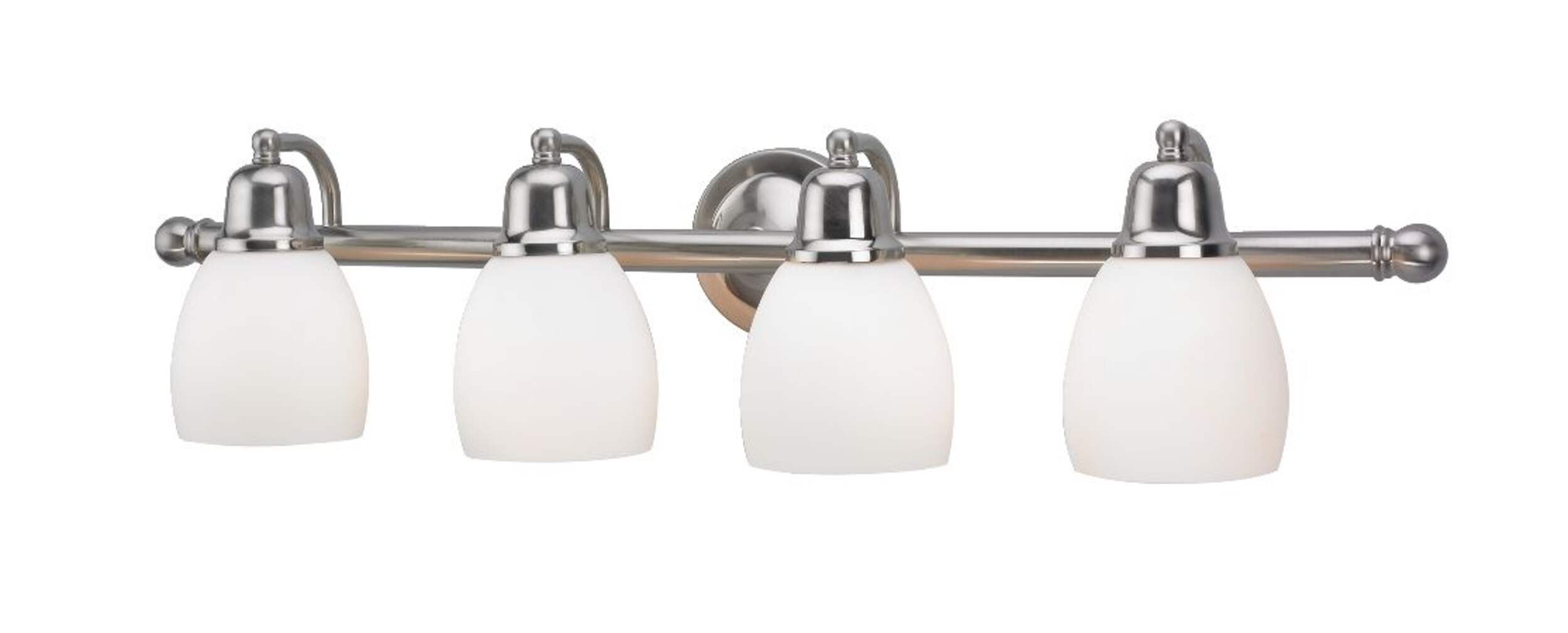 CANVAS Essence 4-Light Opal White Glass Shade Vanity Light Fixture, Brushed Nickel Front_Flat