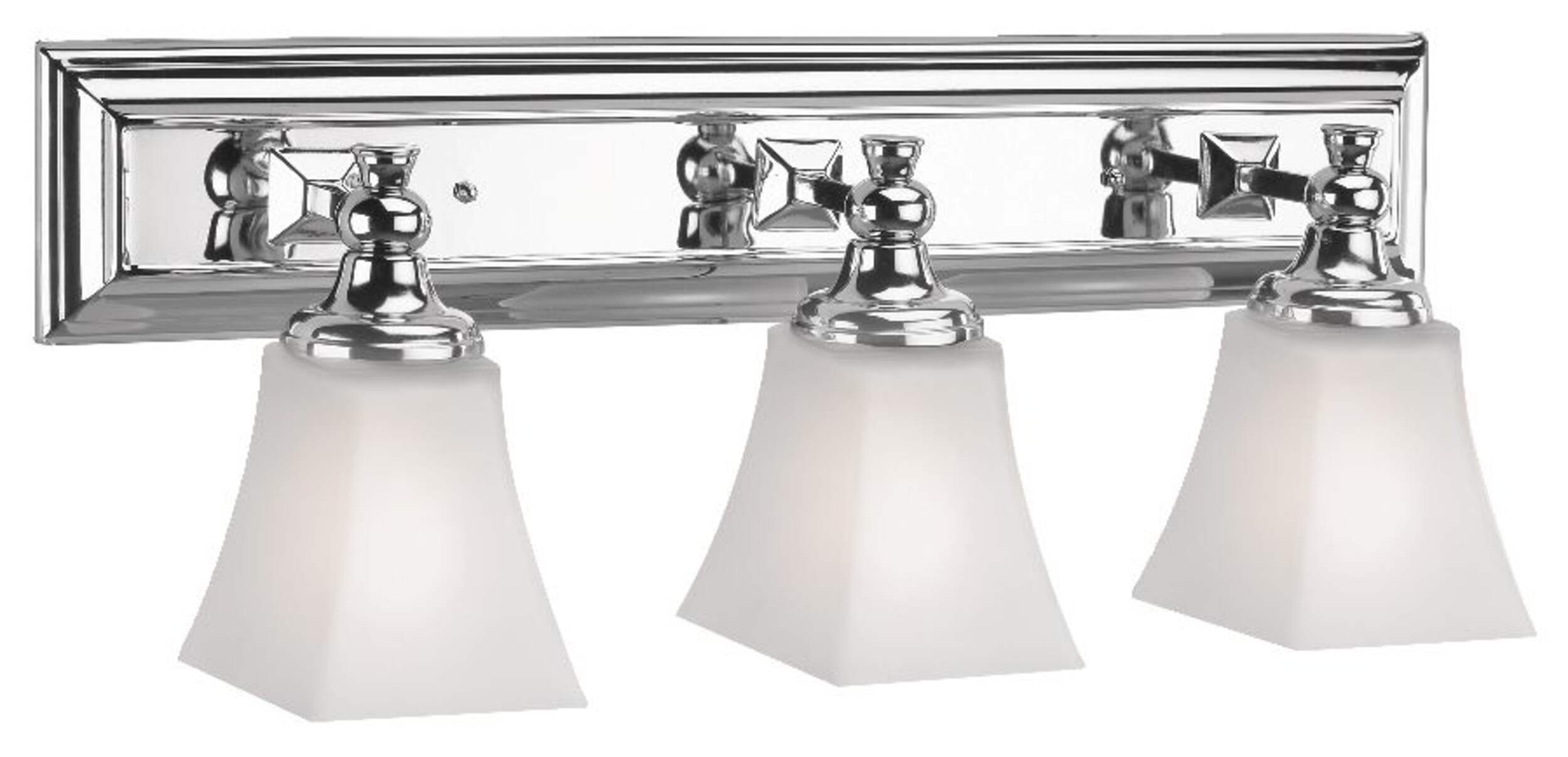 CANVAS Neptune 3-Light Square Frosted White Glass Shade Vanity Light Fixture, Chrome Front_Angled_Right