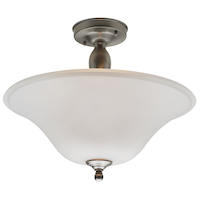 For Living Rosanna 3-Light Frosted Glass Shade Semi-Flush Mount Ceiling Light Fixture, Brushed Nickel, 15-5/8-in Bottom_Plunge