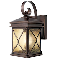NOMA Clear Seeded Glass Paisley Outdoor Down Wall Light, Weather-Resistant, 2-pk, Bronze Front_Three_Fourths_Angled_Left