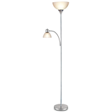 Lampadaire à 2 lampes avec abat-jour en plastique givré For Living, 71,3 po, argent Front_Flat