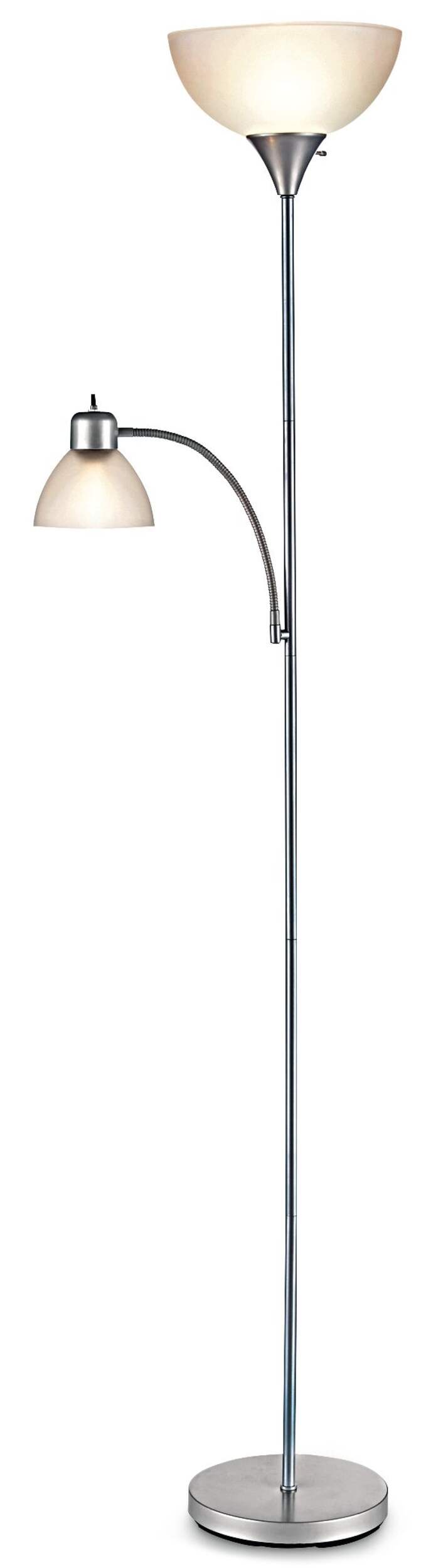 For Living 2-Light Frosted Plastic Shade Floor Lamp, 71.3-in, Silver Front_Flat