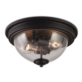 CANVAS Jarvis 2-Light Flush Mount Ceiling Light Fixture, Clear Seeded Glass Shade, Matte Black, 9-7/8-in Front_Flat