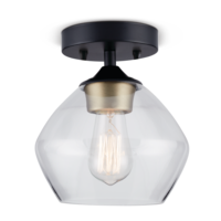 CANVAS Bayview Clear Glass Shade Semi-Flush Mount Ceiling Light Fixture, Matte Black/Gold, 6-3/8-in Bottom_Plunge