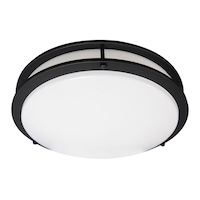 NOMA LED Flush Mount Ceiling Light Fixture, Dimmable, Matte Black w/ Frosted Shade, 15-in Bottom_Plunge