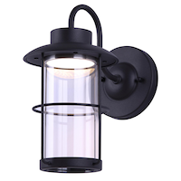 Applique murale d'extérieur à DEL en verre transparent NOMA, noir mat Front_Flat