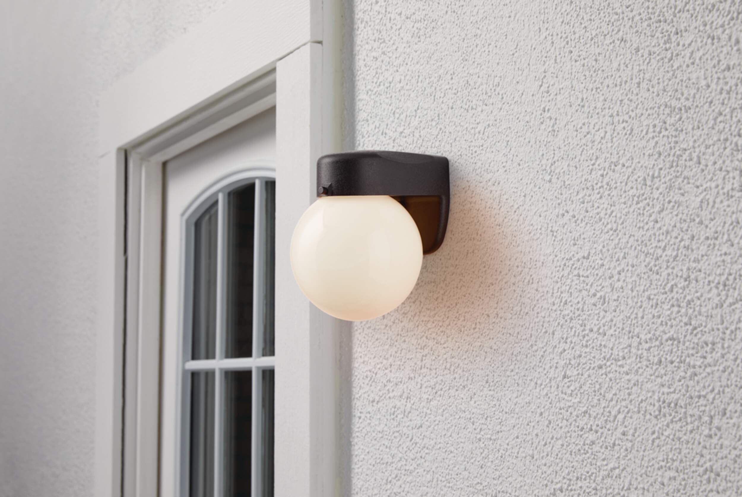 For Living Opal Glass Outdoor Wall Light, Black Front_Angled_Right