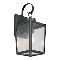 NOMA 1-Light Clear Seeded Glass Shade Outdoor Down Wall Light, Matte Black Front_Three_Fourths_Angled_Right