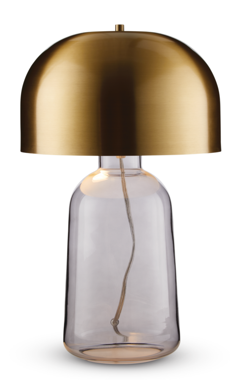 CANVAS Mushroom Table Lamp, 18-in, Brass/Smoked Glass