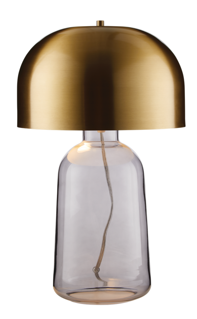 Lampe de table à tête bombée CANVAS, 18 po, laiton/verre fumé