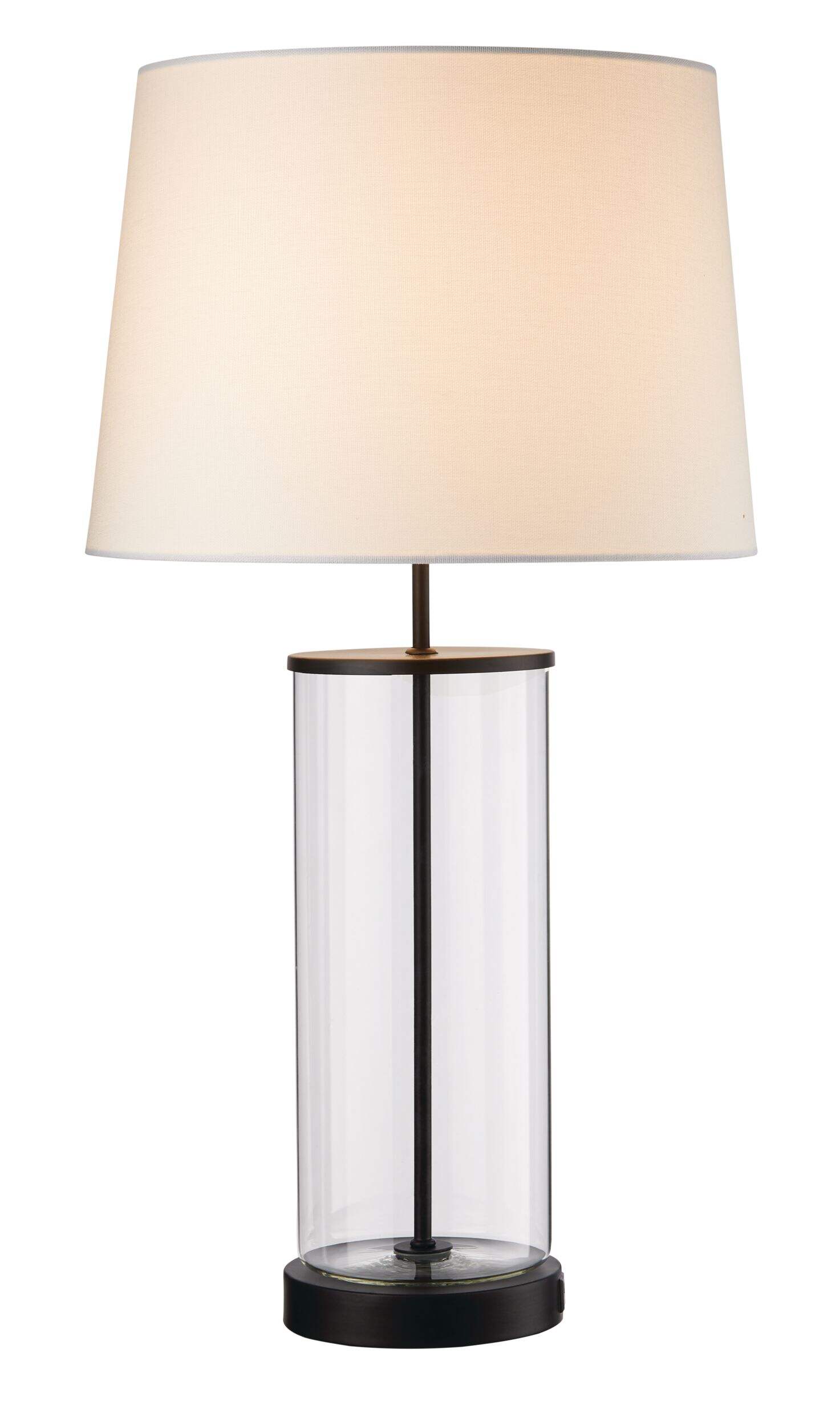 Lampe de table CANVAS à remplir avec chargement USB, 26 po, noir mat Front_Flat