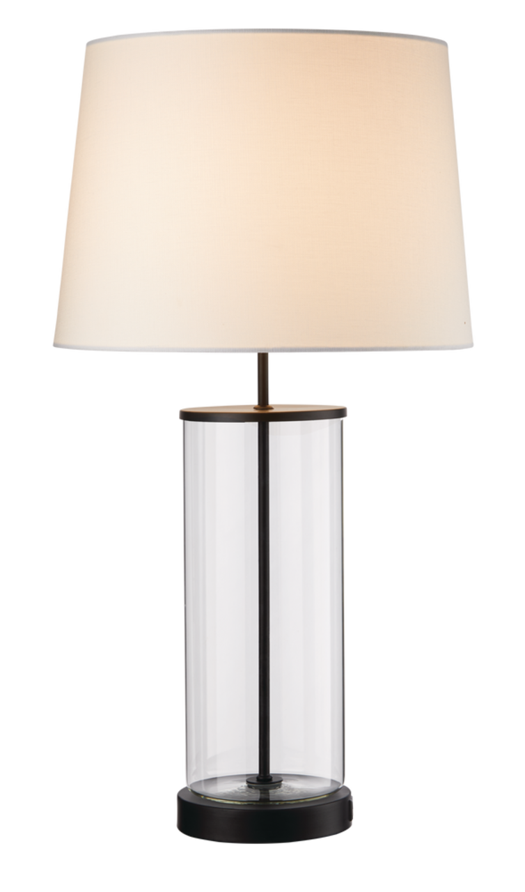 Fillable glass top table lamp