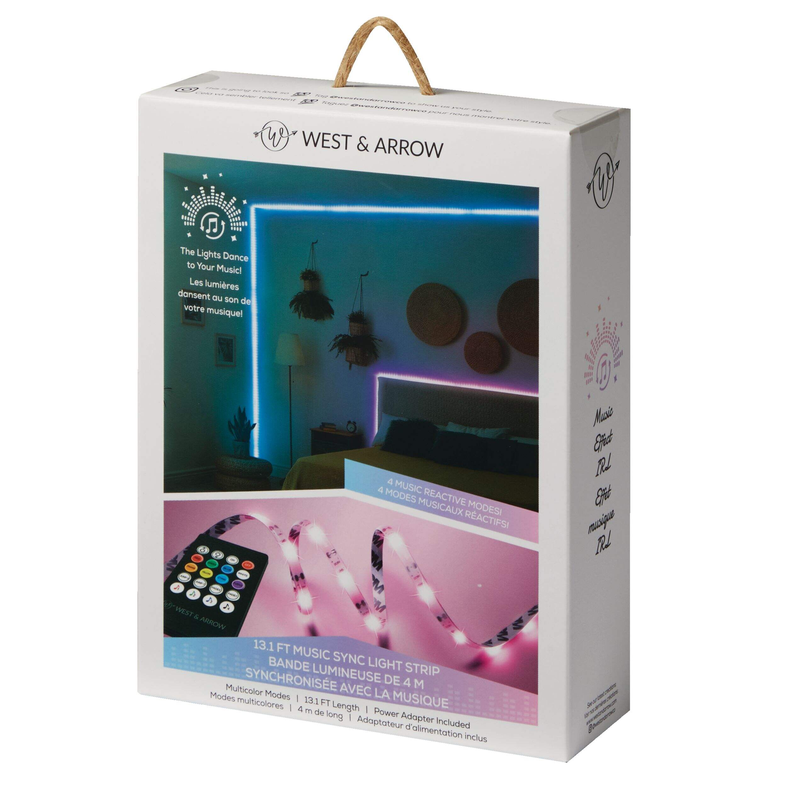West & Arrow Merkury Sound Reactive RGB Strip Light, 13.1-ft. Front_Angled_Left
