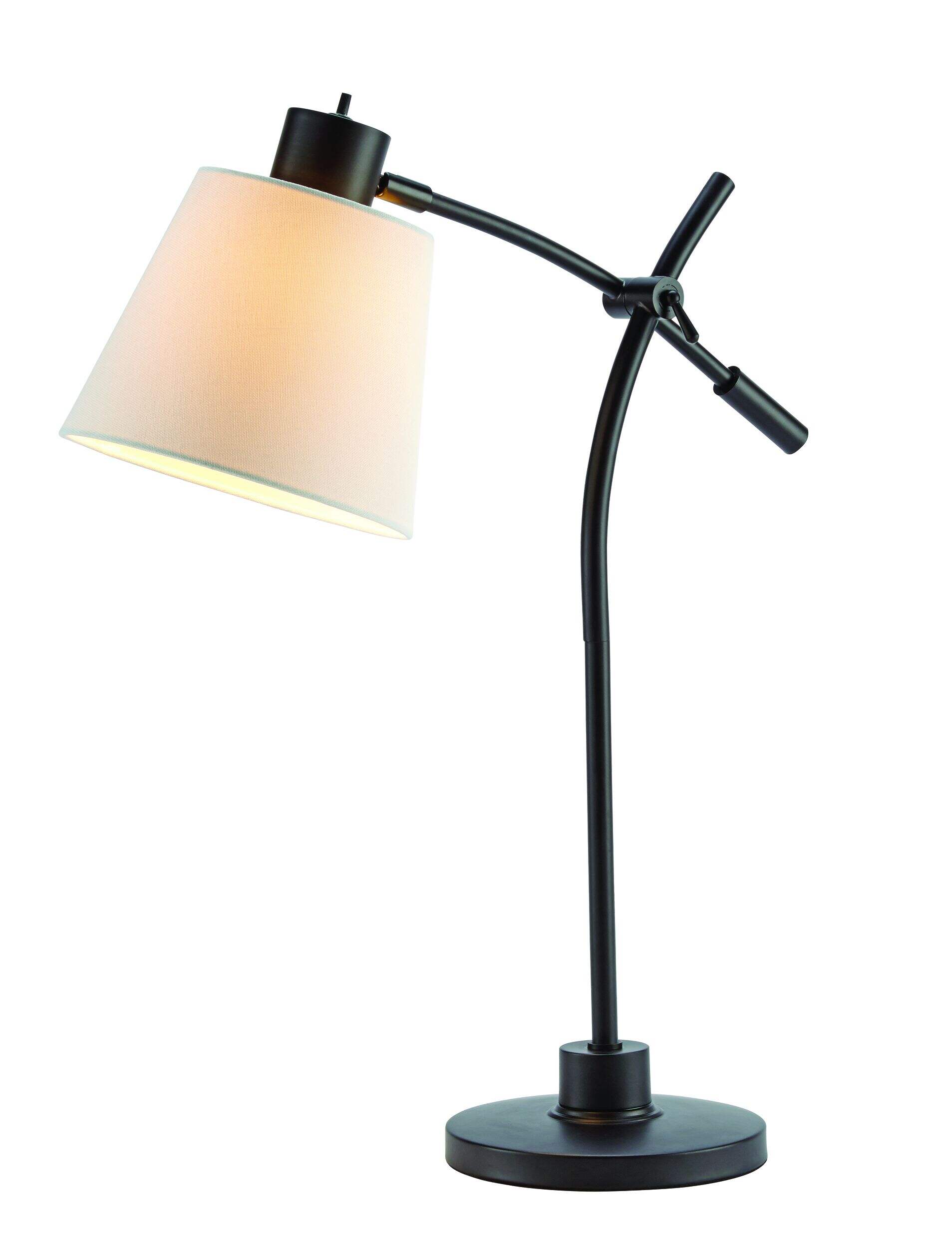 CANVAS Carson White Fabric Shade Adjustable Table Lamp, 24-in, Oil Rubbed Bronze Front_Angled_Left