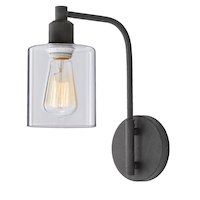 Applique abat-jour en verre transparent CANVAS Arwen, noir Front_Three_Fourths_Angled_Left