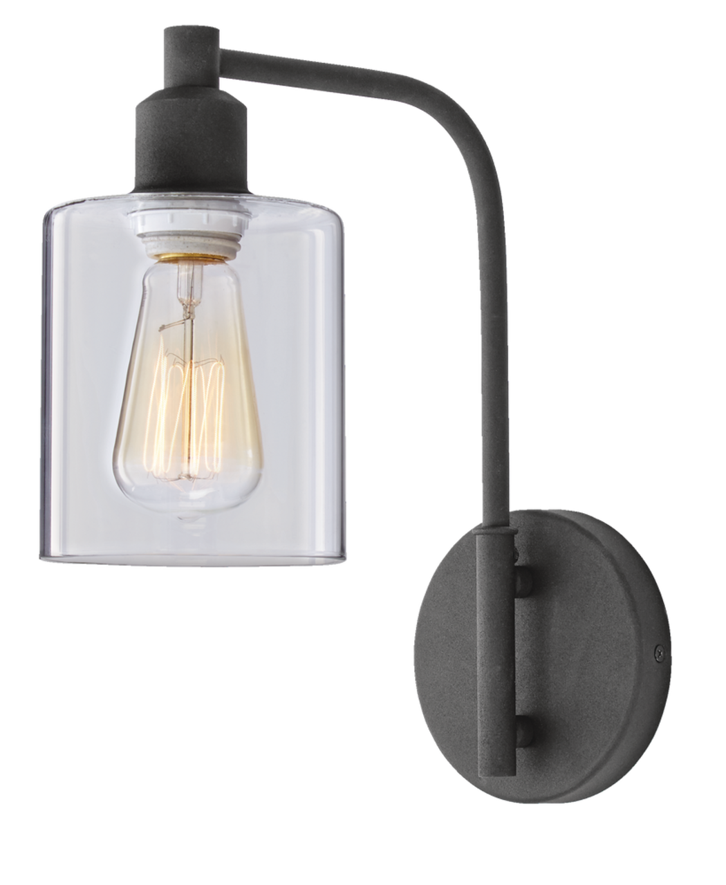 CANVAS Bryant Clear Glass Shade Wall Sconce, Antique Brass/Black