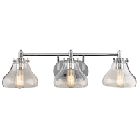 Applique de salle de bain à 3 lampes abat-jour en verre transparent CANVAS Sadie, chrome