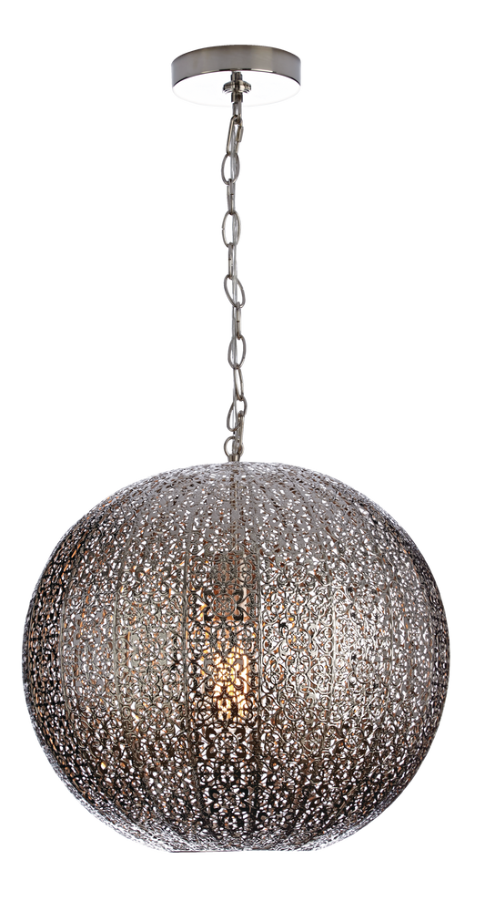 CANVAS Atlas Fabric Shade Ceiling Pendant Light Fixture, Chrome