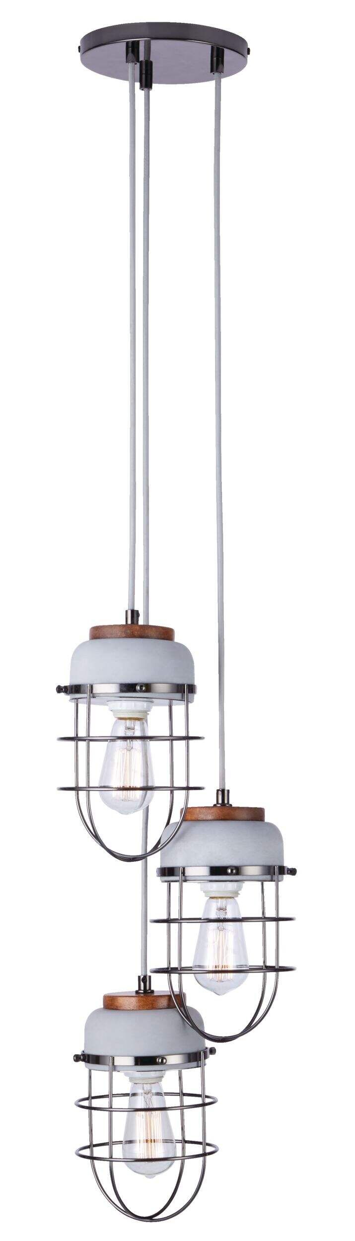 CANVAS Stellan 3-Light Metal Shade Ceiling Pendant Light Fixture, Nickel Front_Elevated