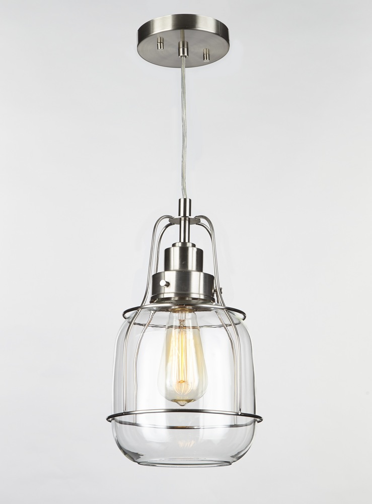 CANVAS Caleb Clear Glass Shade Ceiling Pendant Light Fixture, Brushed Nickel Canadian Tire