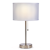 CANVAS Graydon Fabric Drum Shade Table Lamp, 17.4-in, Brushed Nickel Front_Flat