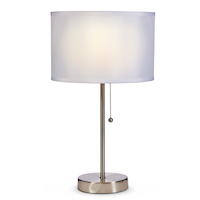 CANVAS Graydon Fabric Drum Shade Table Lamp, 17.4-in, Brushed Nickel Front_Flat
