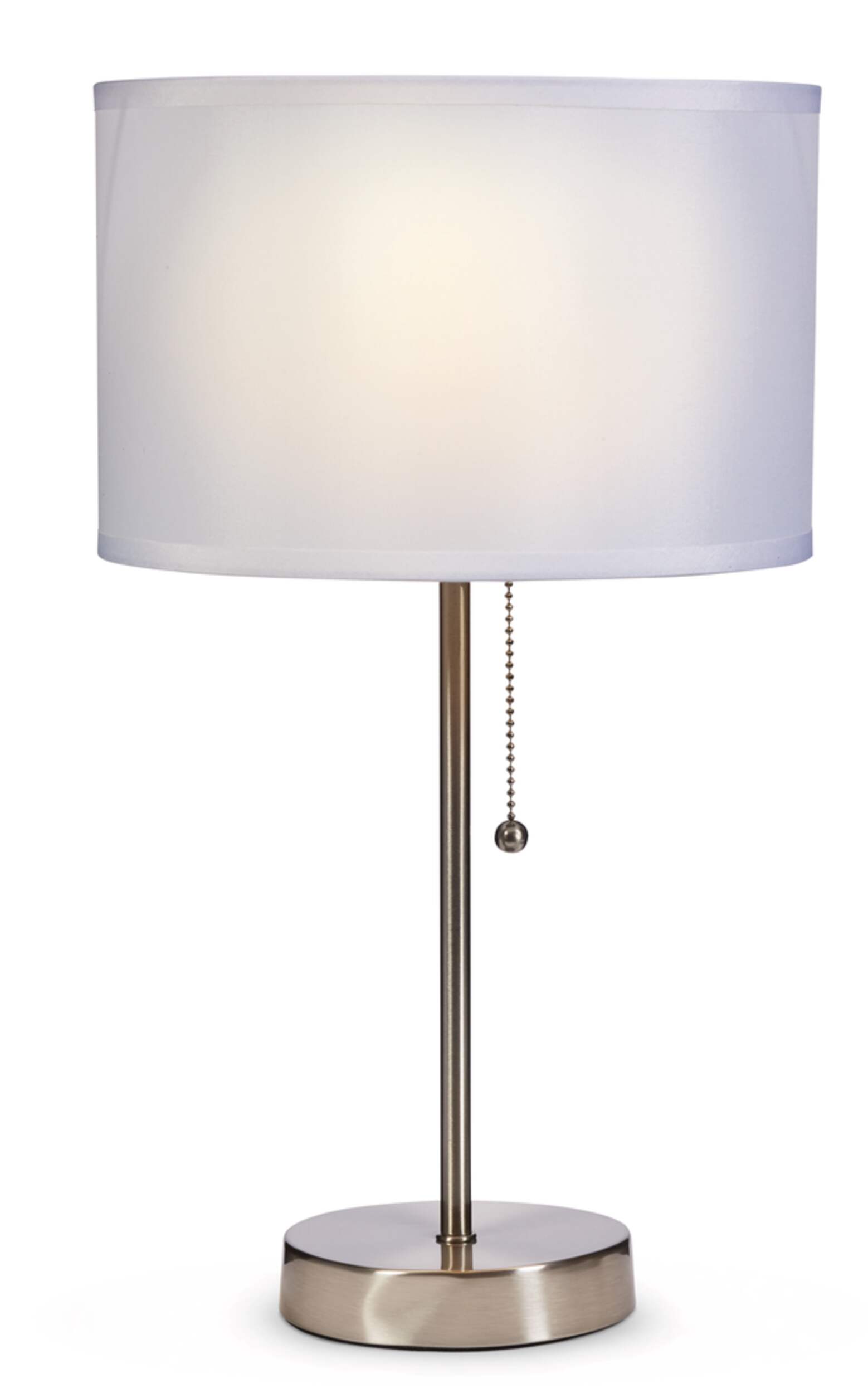 CANVAS Graydon Fabric Drum Shade Table Lamp, 17.4-in, Brushed Nickel Front_Flat
